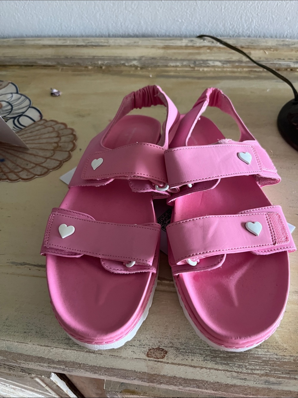 Stoney Clover Lane Pink Heart-Accent Sandals  NEW
